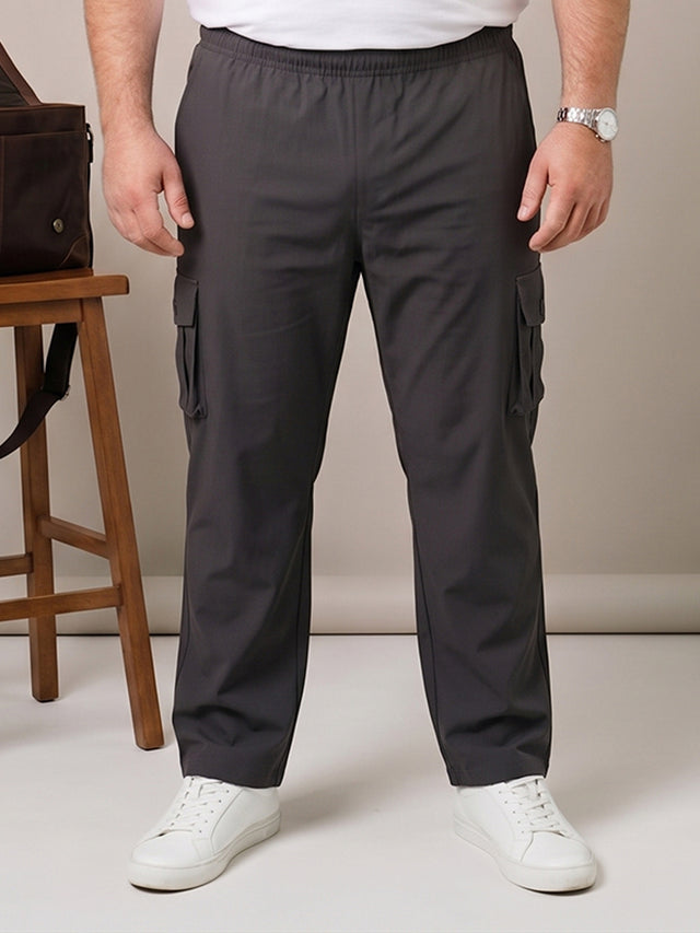 Men Plus Size Slatesmith Grey Solid Trackpant