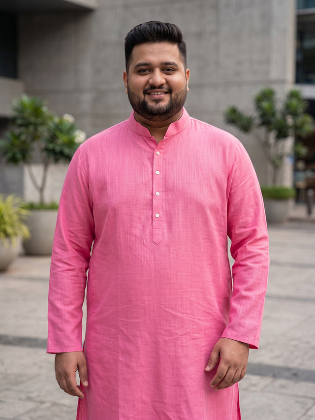 Men Plus Size Ullas-PI Solid Kurta