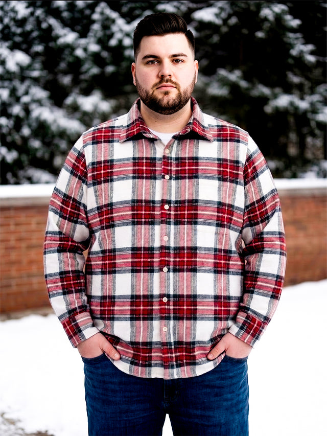 Men Plus Size Benze Multi Check Shirts