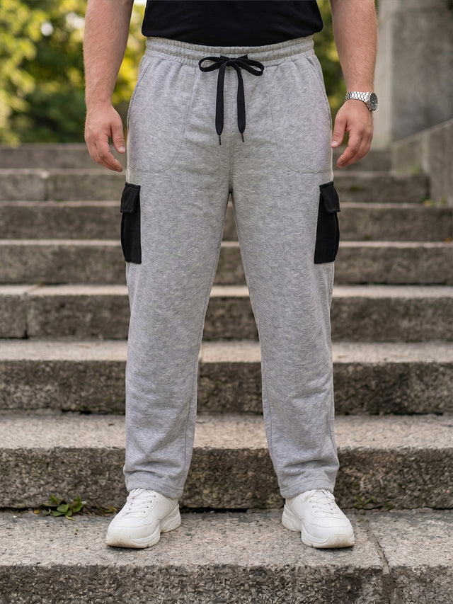 Men Plus Size Fulcrum Grey Solid Trackpants