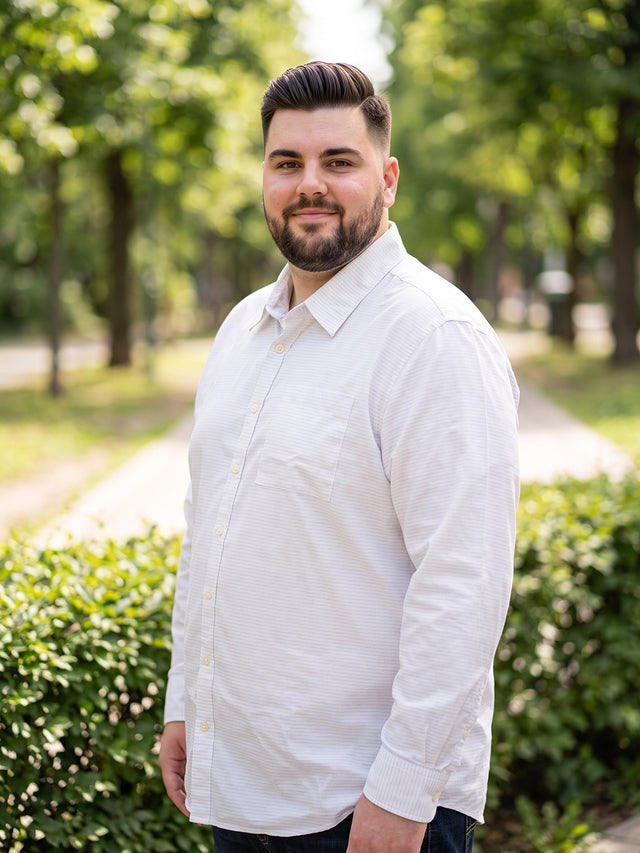 Men Plus Size Larla White Striped Shirts