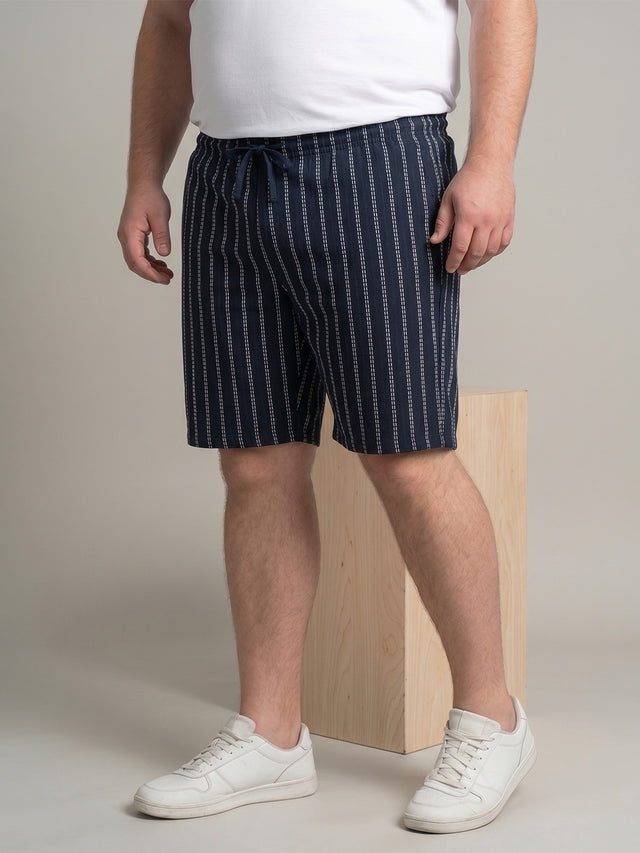 Men Plus Size Ribline Multi Striped Shorts