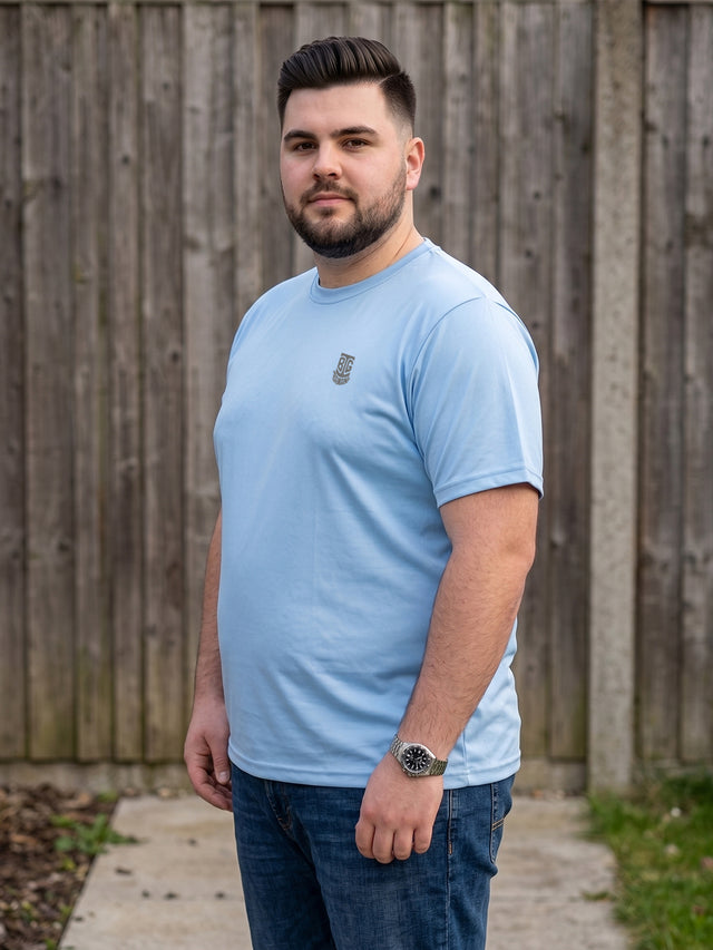 Men Plus Size Hiddenmist-Sky Blue Solid Sky Blue Round Neck Tshirt