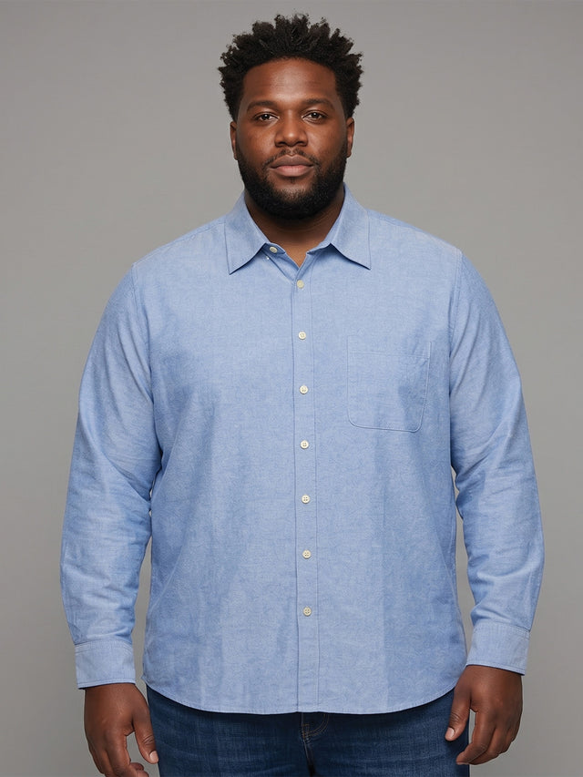 Men Plus Size Vexar Dark Blue Solid Shirts