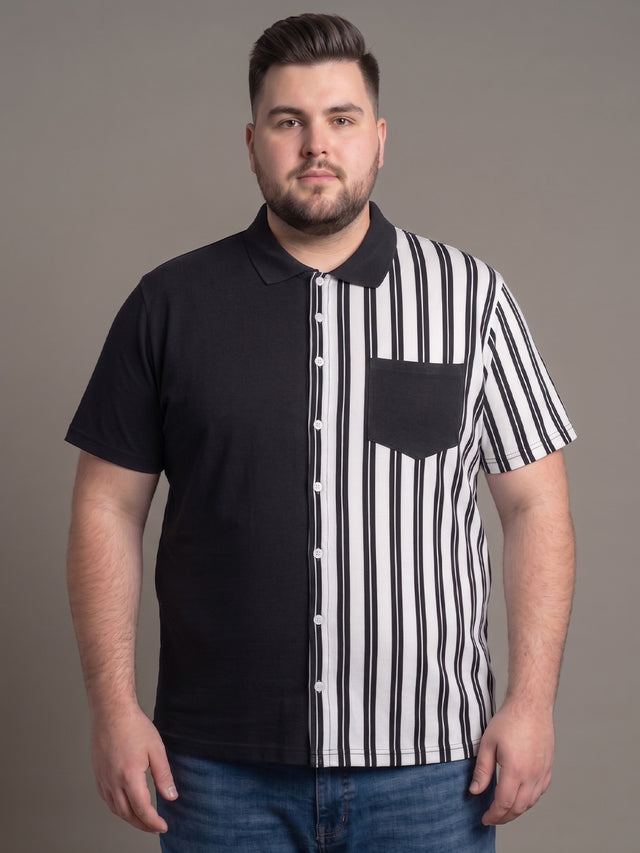 Men Plus Size Biforma Multi Colorblock Shirts