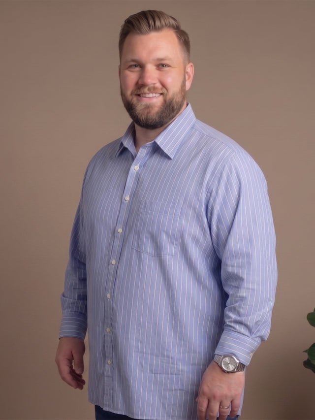 Men Plus Size Kryalyn Blue Striped Shirts