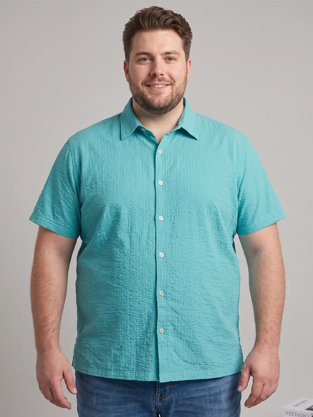 Men Plus Size Mintor Green Solid Shirts