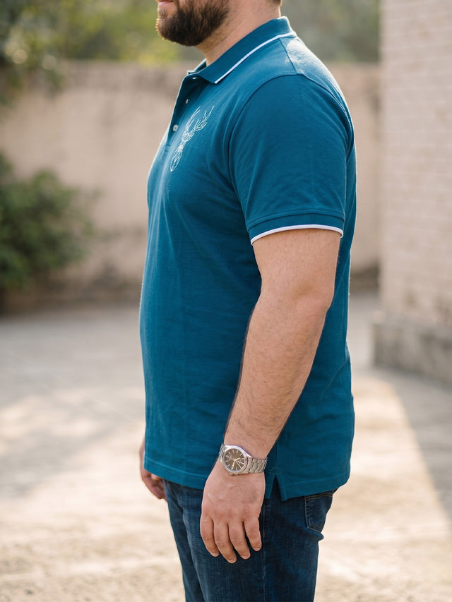 Men Plus Size Beast-Teal Teal Solid Polo