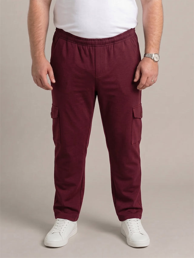 Men Plus Size NightThread Maroon Solid Trackpants