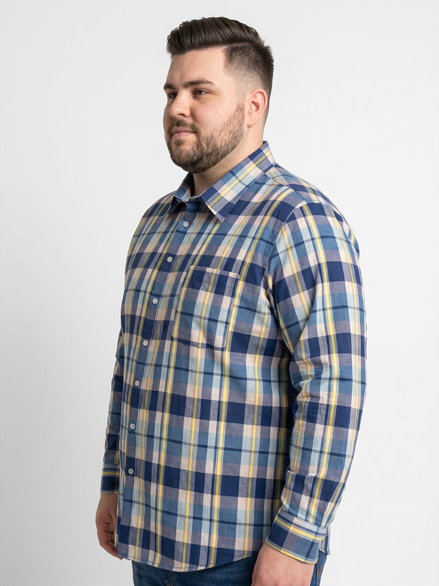 Men Plus Size Velquinn Multi Check Shirts