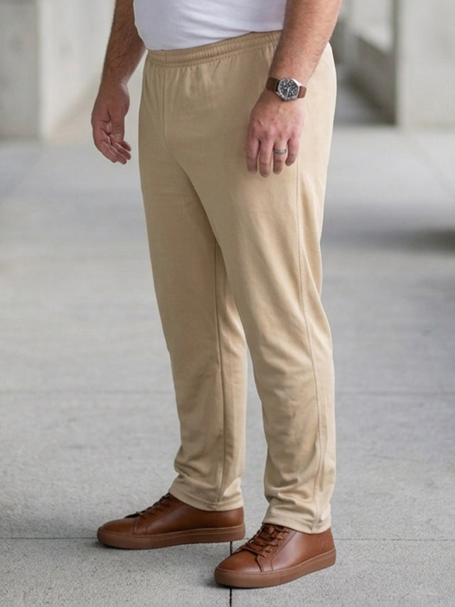 Men Plus Size Gossamer Beige Solid Trackpant