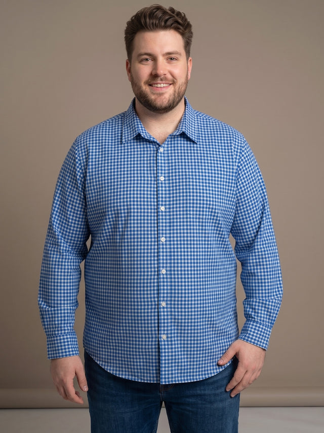 Men Plus Size Oyster Blue Check Shirts