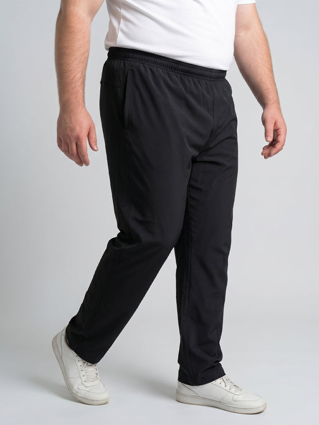 Men Plus Size Dashen Black Solid Trackpants