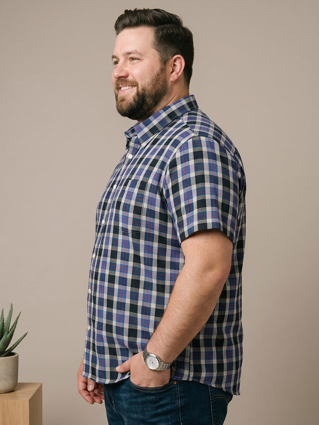 Men Plus Size Mirelix Multi Check Shirts