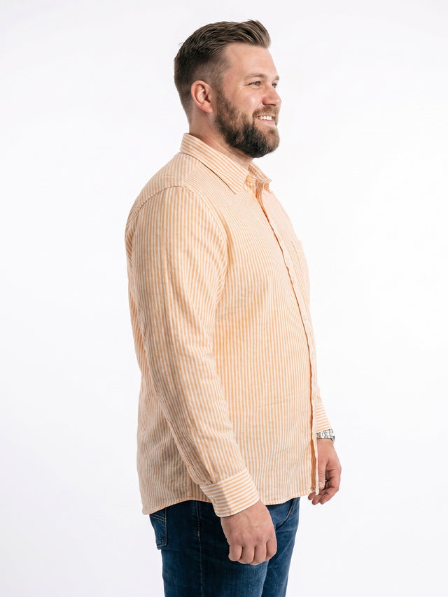 Men Plus Size Velqiro Orange Striped Shirts