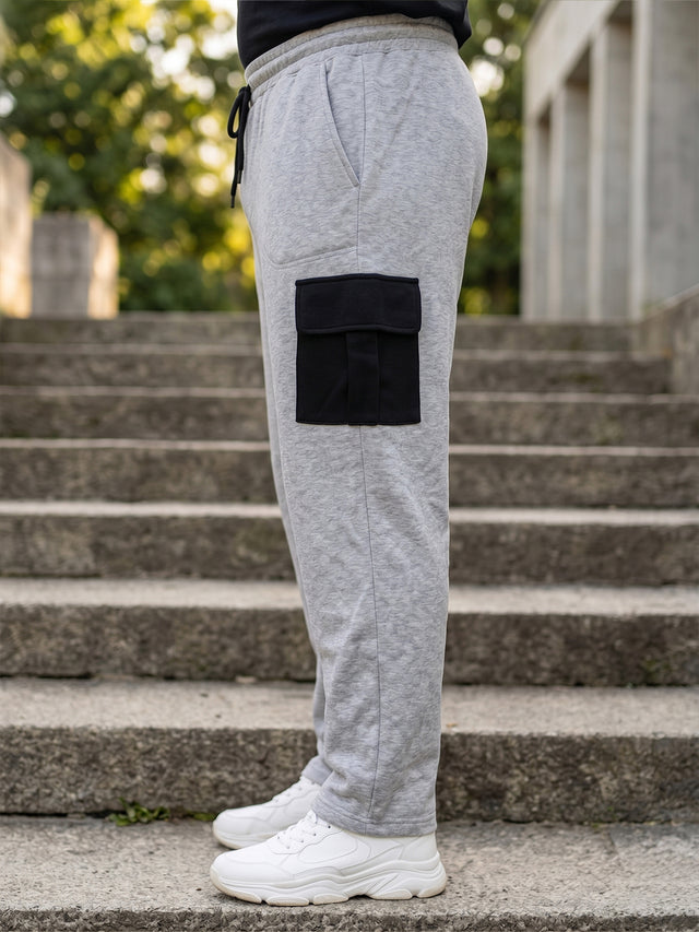 Men Plus Size Fulcrum Grey Solid Trackpants
