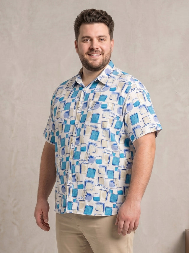 Men Plus Size Aquacube Multi Printed Shirts