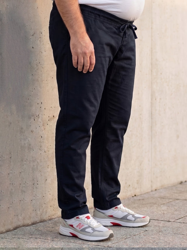 Men Plus Size Krenin Navy Solid Trousers