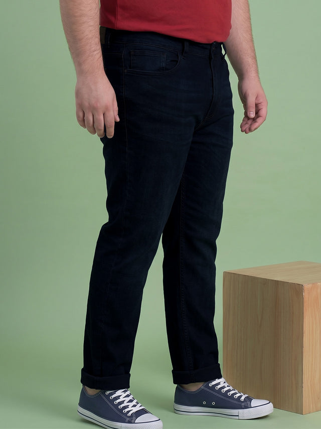 Men Plus Size Karbonix Navy Blue Tinted Wash Jeans