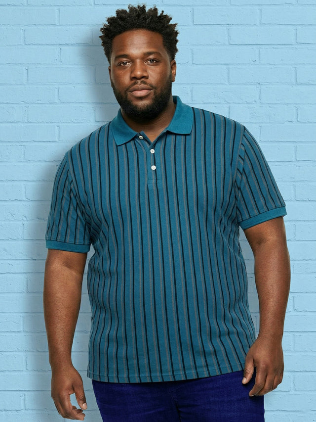 Men Plus Size Tenebra Multi Striped Polo