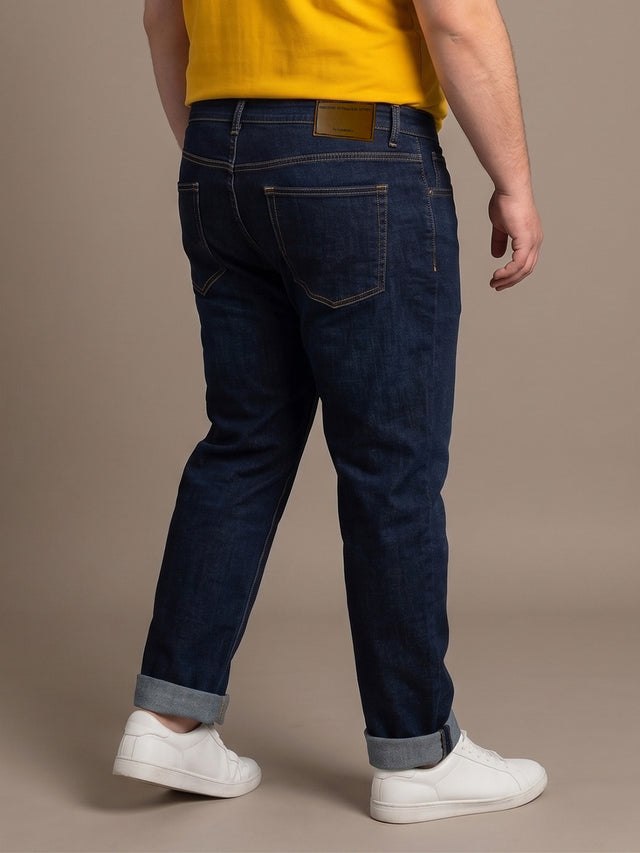 Men Plus Size Hematite Navy Blue Tinted Wash Jeans