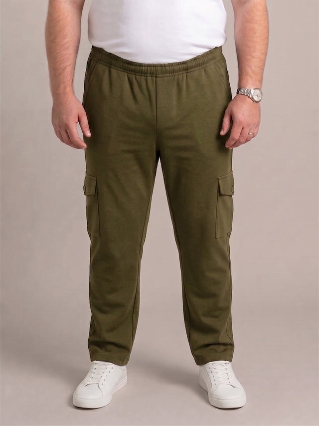 Men Plus Size Garrison Olive Solid Trackpants