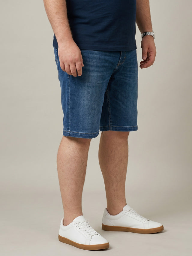 Men Plus Size Exuberant Blue Washed Shorts