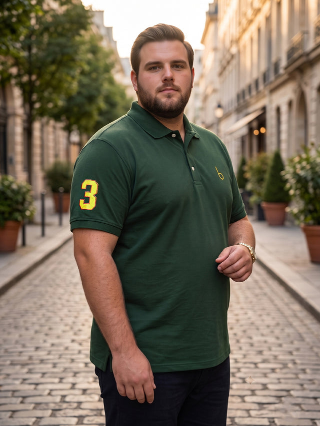 Men Plus Size Aura-BG Solid Green Polo Men Tshirt