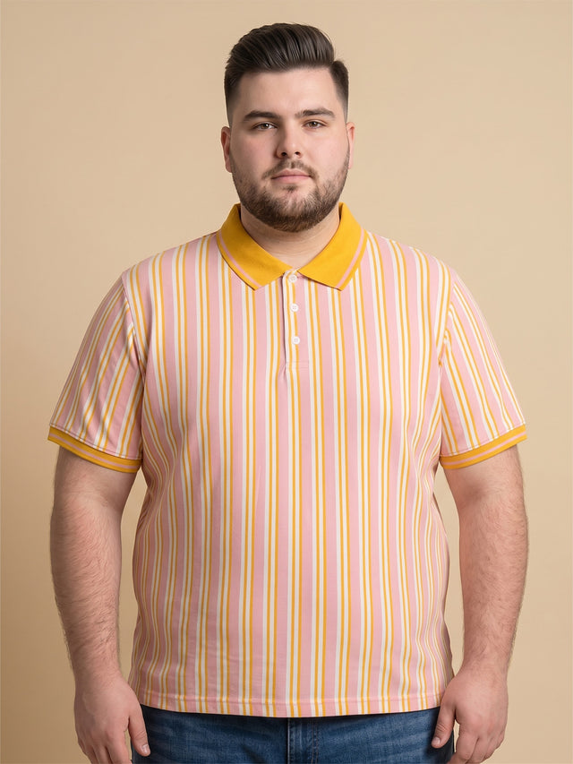 Men Plus Size Sweeto Multi Striped Polo