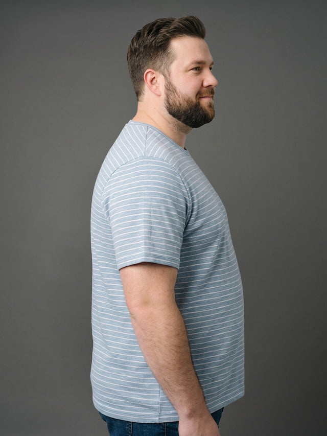 Men Plus Size Torvyn Blue Textured Round Neck