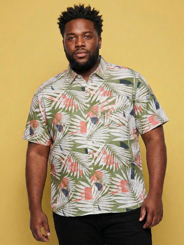 Men Plus Size Havana Multicolor Printed Casual Shirt