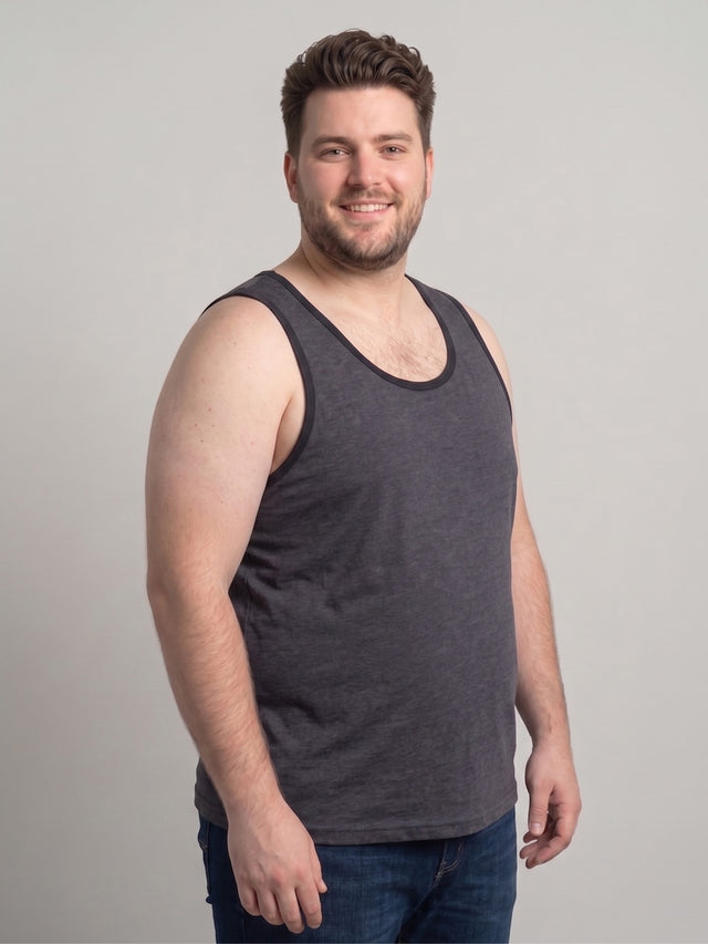 Men Plus Size Hefty Grey Solid Vest