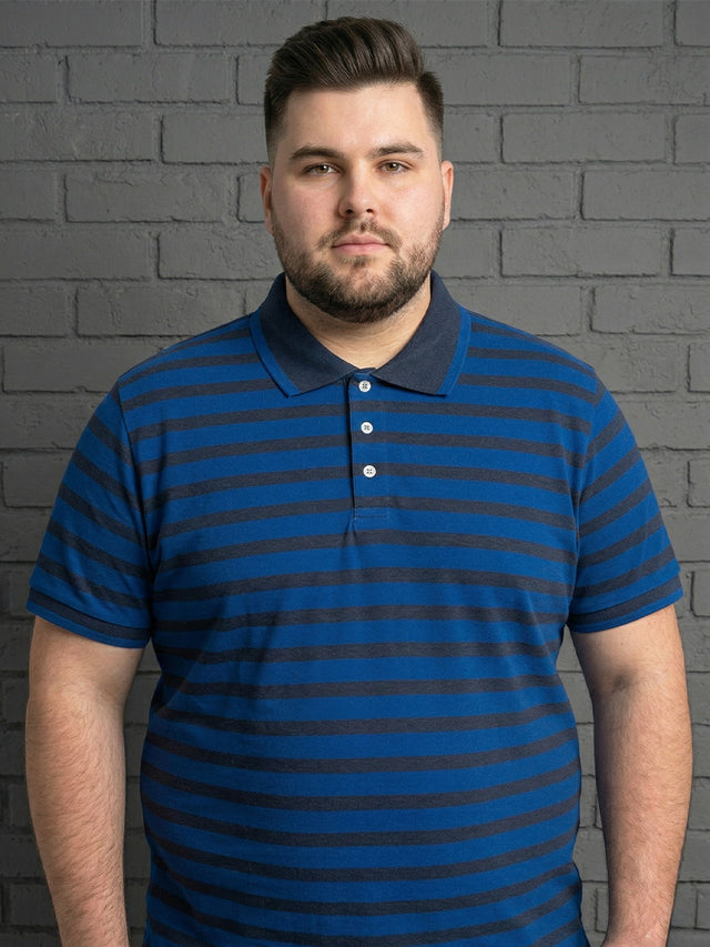 Men Plus Size Tyrian Multi Striped Polo