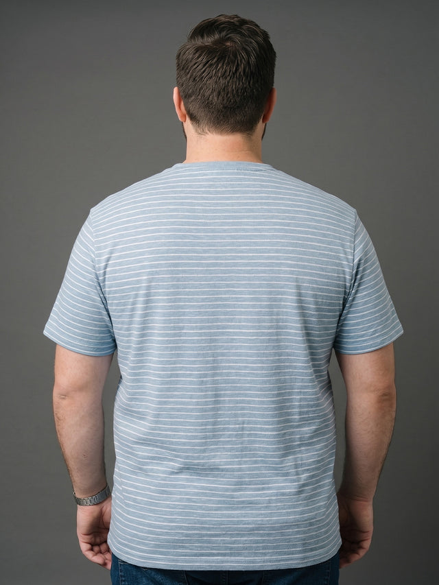 Men Plus Size Torvyn Blue Textured Round Neck