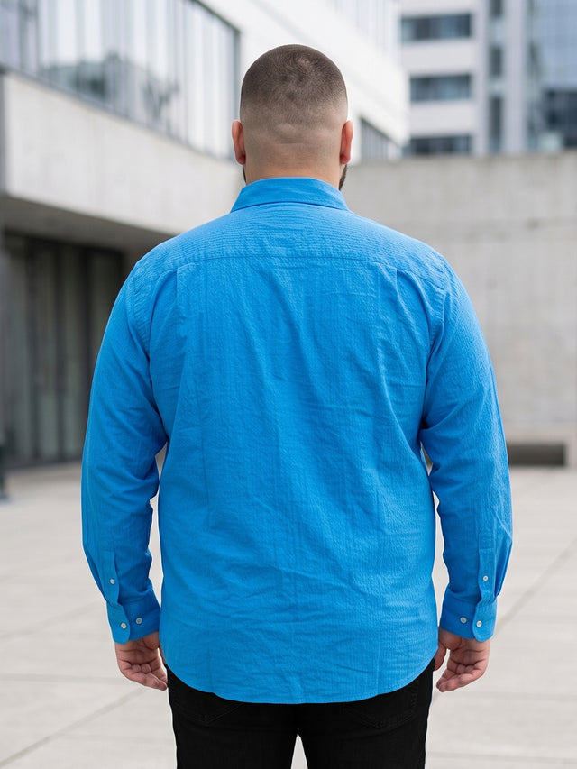 Men Plus Size Cathal Blue Striped Shirts