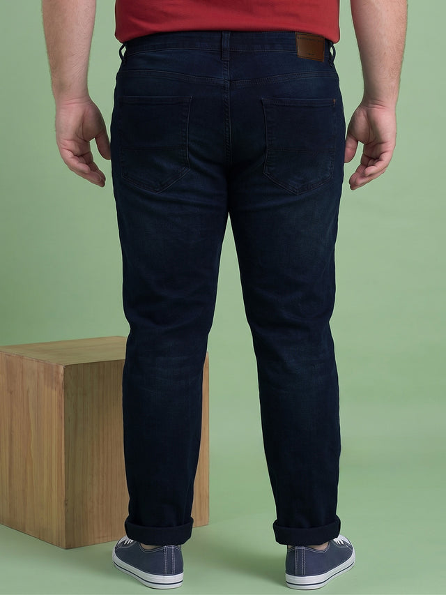 Men Plus Size Karbonix Navy Blue Tinted Wash Jeans