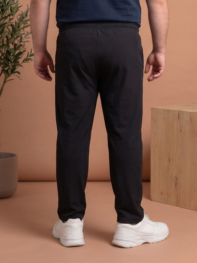 Men Plus Size Nightlights Black Solid Trackpants