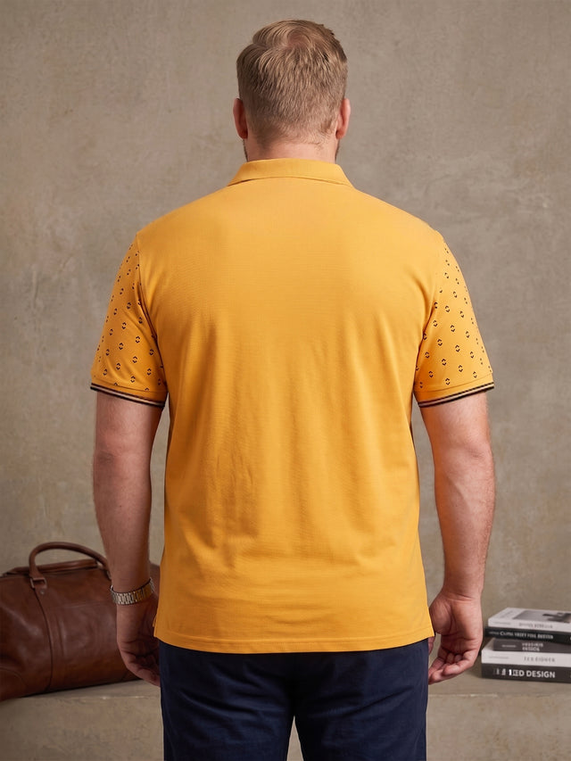 Men Plus Size Goldra Yellow Printed Polo Tshirt