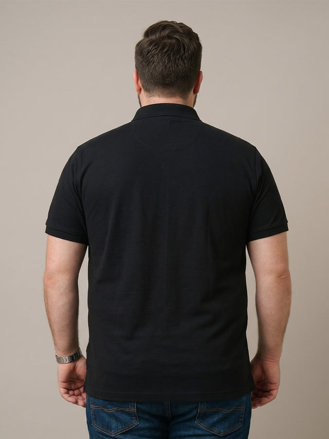 Men Plus Size Marine Black Printed Polo