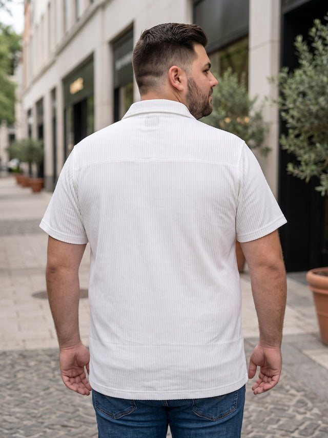 Men Plus Size Elrovo White Self Design Shirts