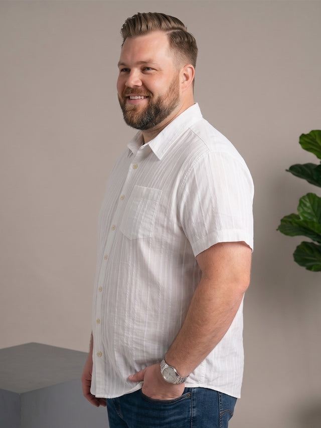 Men Plus Size Lactea White Textured Shirts