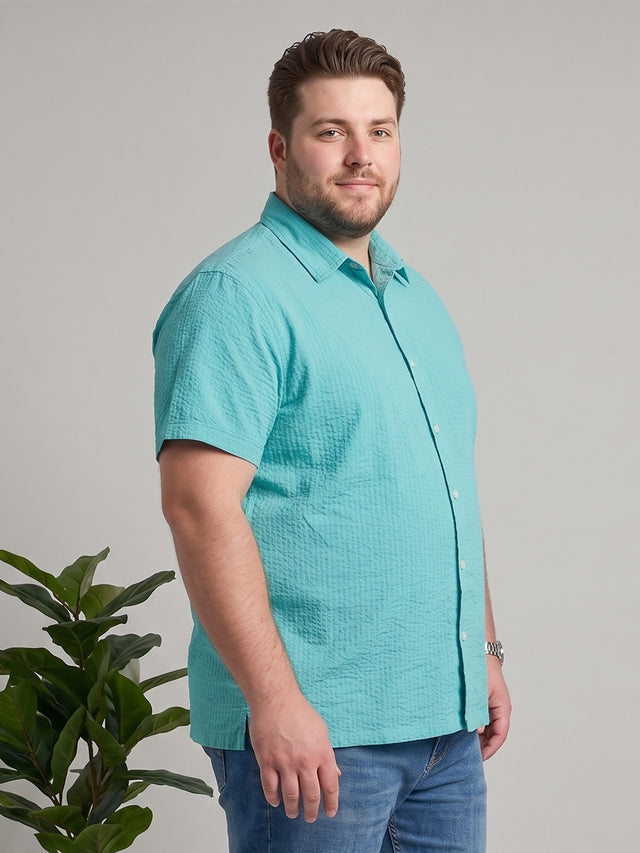 Men Plus Size Mintor Green Solid Shirts