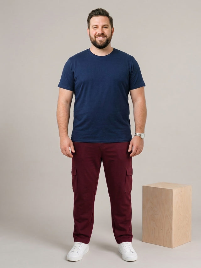 Men Plus Size NightThread Maroon Solid Trackpants