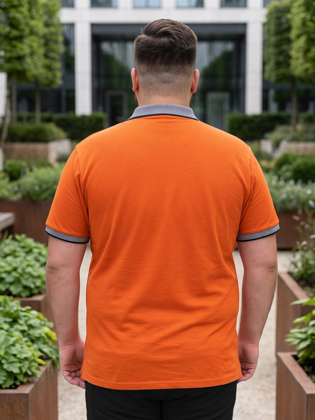 Men Plus Size Rush-Orange Orange Solid Polo Tshirts