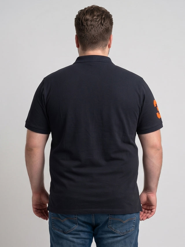 Men Plus Size Aura-Black Black Solid Polo