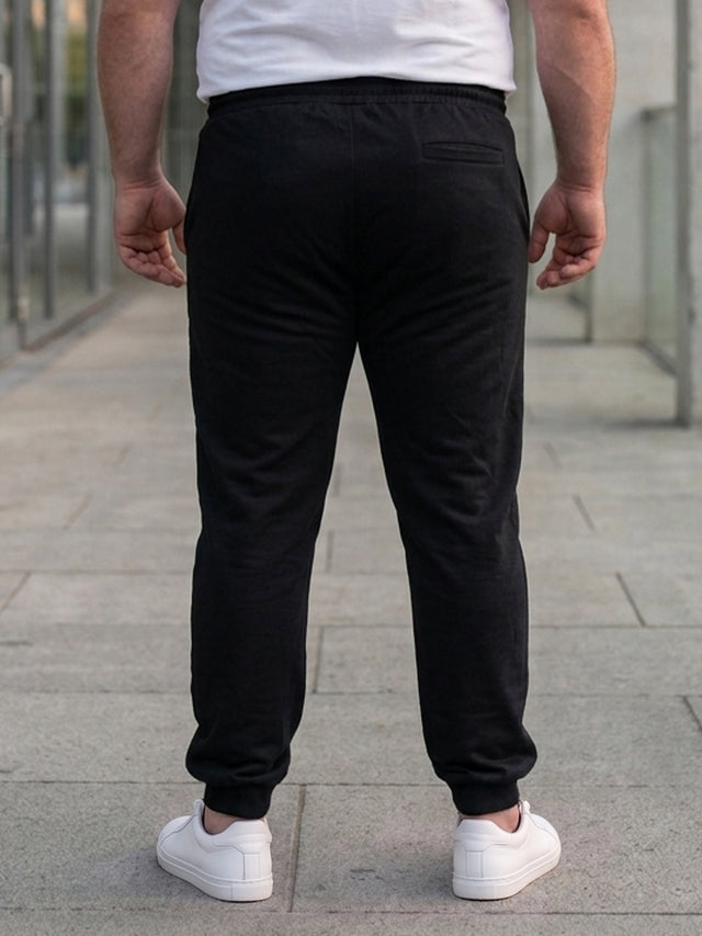 Men Plus Size Zorvilo Black Solid Trackpants