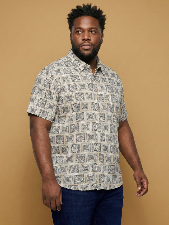 Men Plus Size Basalt Multicolor Printed Casual Shirt