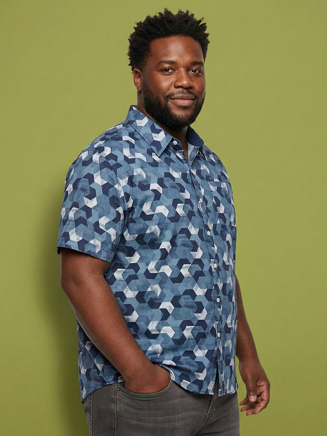 Men Plus Size Tessar Multicolor Printed Casual Shirt