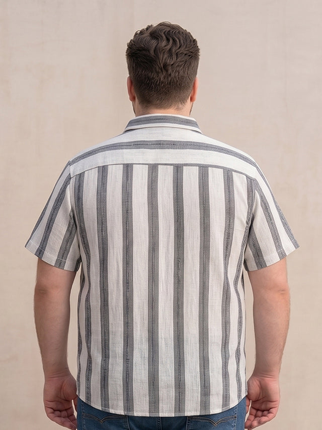 Men Plus Size Stripesafari Multi Textured Shirts