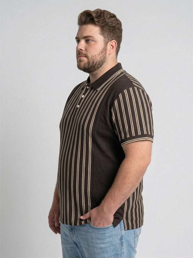 Men Plus Size Pitcher Multi Striped Polo